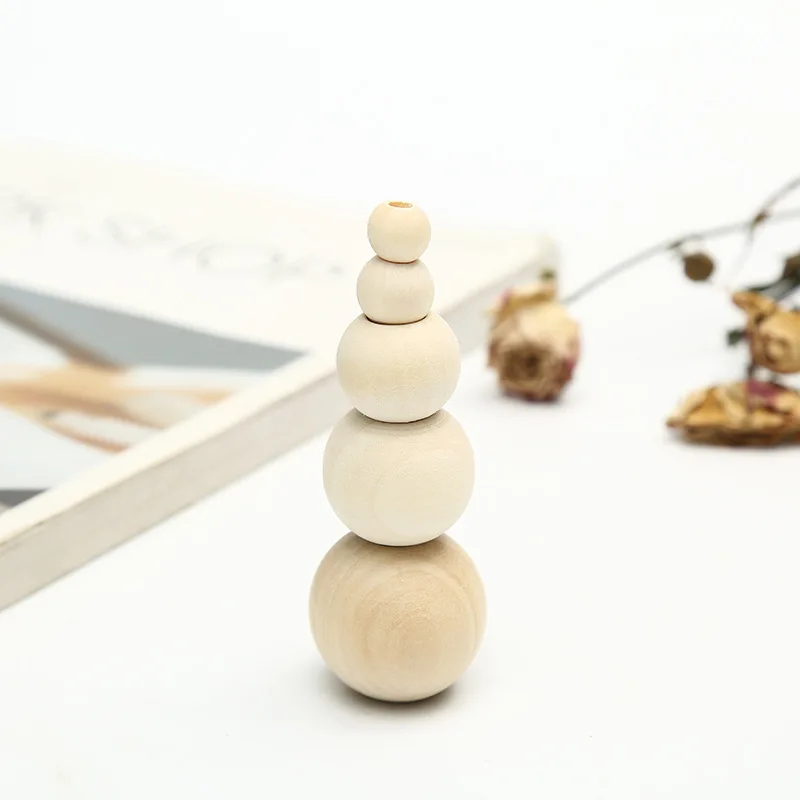 Natural Large Bulk Bracelet Necklace Jewelry Wooden Beads 10 12 15 18 20 25 30 mm Strand Round Loose Wood Beads
