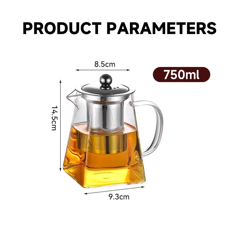 Wholesale 750ML Teapot Separation Filter Heat resistant Glass Teacup High Boron Glass Open flame Coffee Tea Set