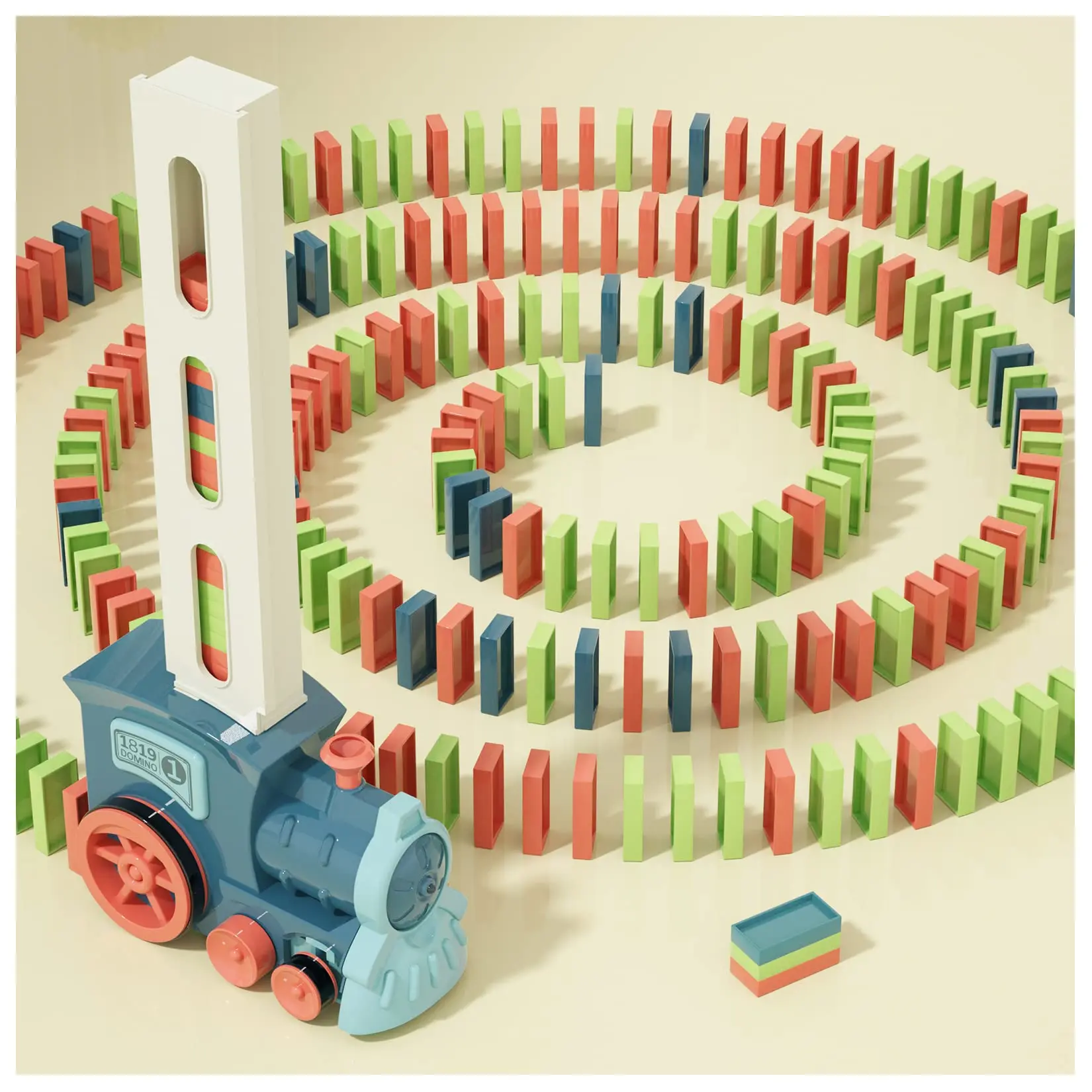 Domino Train Set Automatic Mexican Dominoes Stacking Game with 180PCS for Kids 4-6  STEM Learning Toy Perfect Gift for Boy Girl