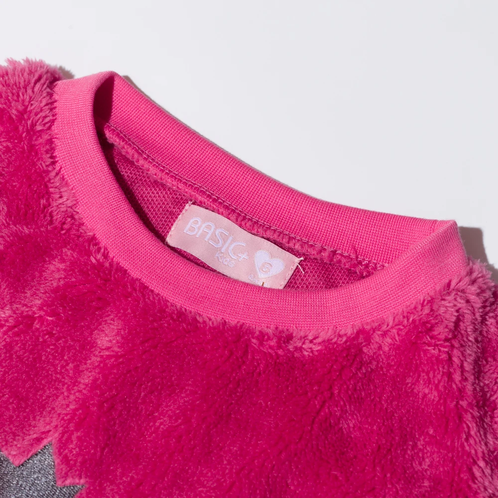 
Custom Wholesale Girl Fleece Kids Pullover Lovely Candy Color Tops Clothes Crewneck High Quality Fleece Sweatshirt 
