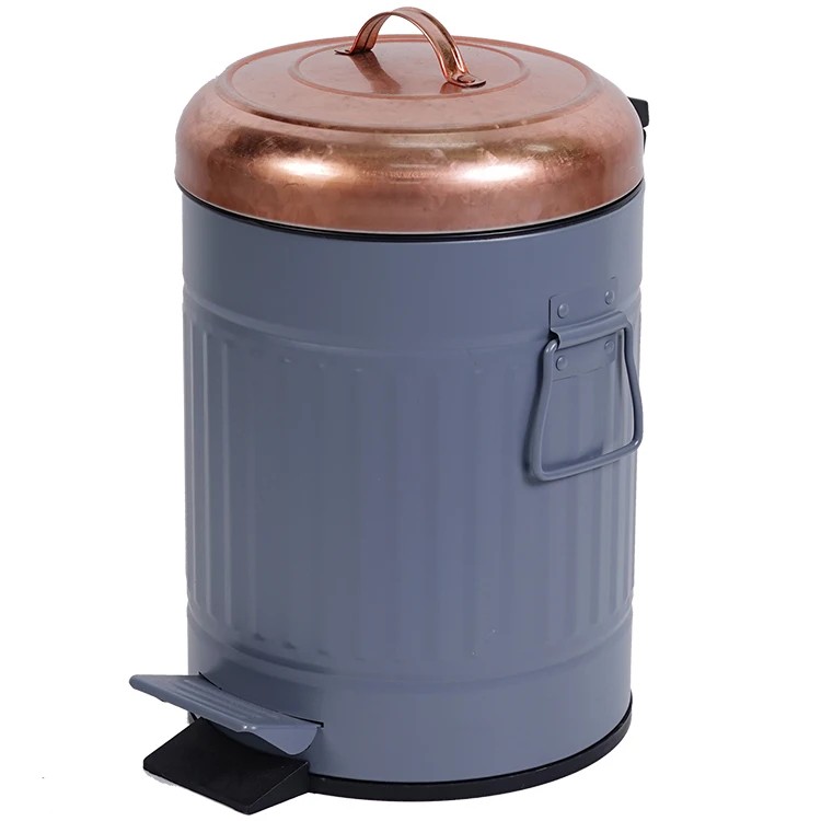 
Classic Style Roman Round Shape Powder Coated Metal Foot Operated Outdoor Waste Bin Dust Bin 12L 