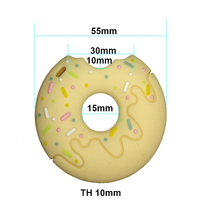 Cartoon Silicone Teethers Bpa Free Donut Baby Teething Pendant Diy Nipple Holder Chain Food Grade Silicone Teether Beads