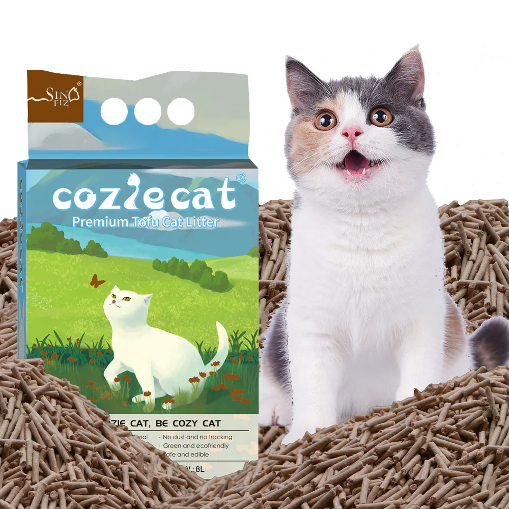 eco-friendly natural flushable Dust Free factory price coffee scented tofu cat litter 2mm 100% pure tofu cat litter