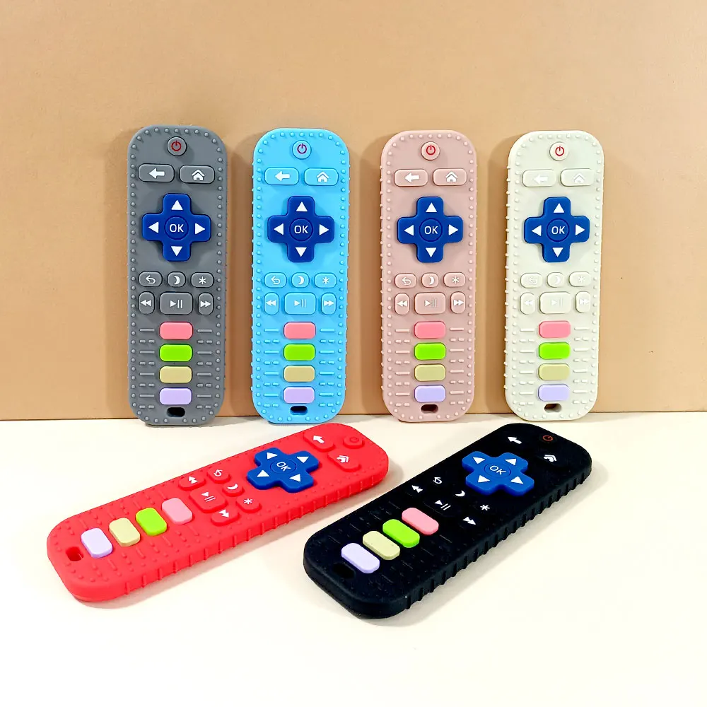 BPA Free Soft Silicone Phone Teether Remote Control Soother Teething Toys Placation Teether For Baby