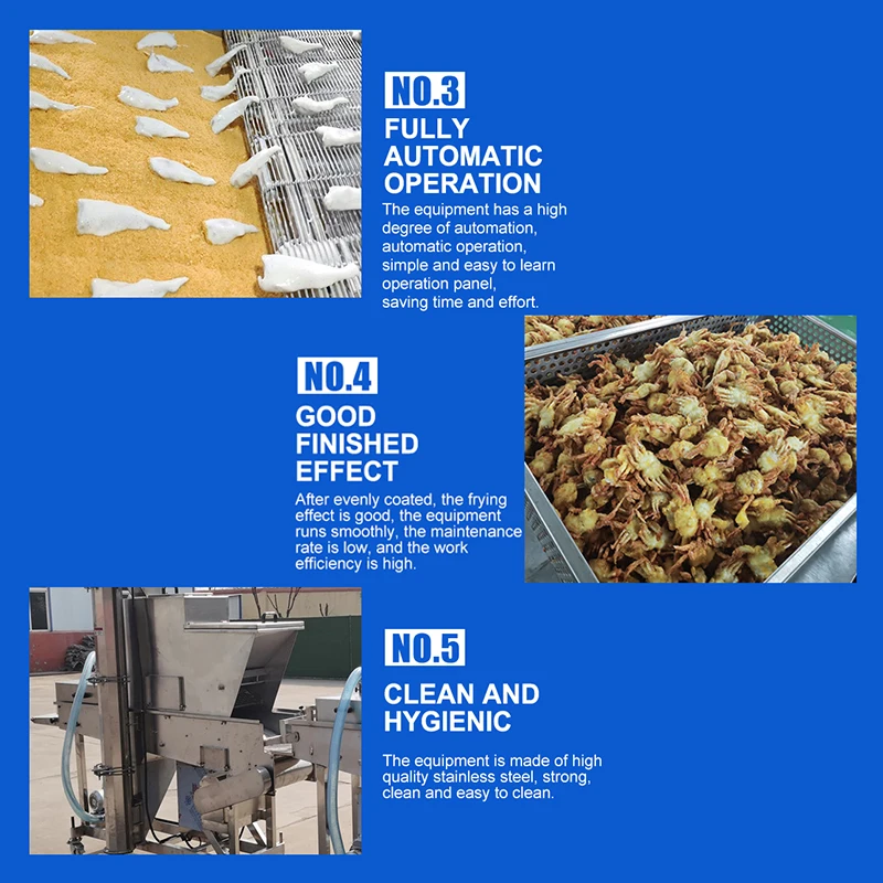 New Electric Stainless Steel Shrimp Meat Batter Breading Machine for Food Processing Industries for use in Food Shops and Farms