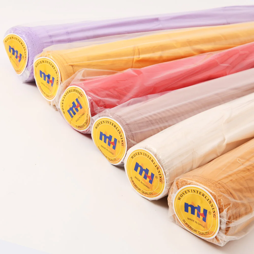 Manufactory 75D*50D Plain Woven Interlining 58gsm Polyester Muti-color Woven Fabric for Ladies Dress