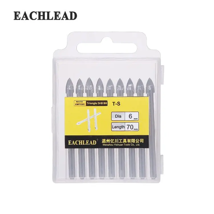 
High Quality 10pcs Set Triangle Shank Triangle Head Shape Plated Glass Drill Bits For Drilling 