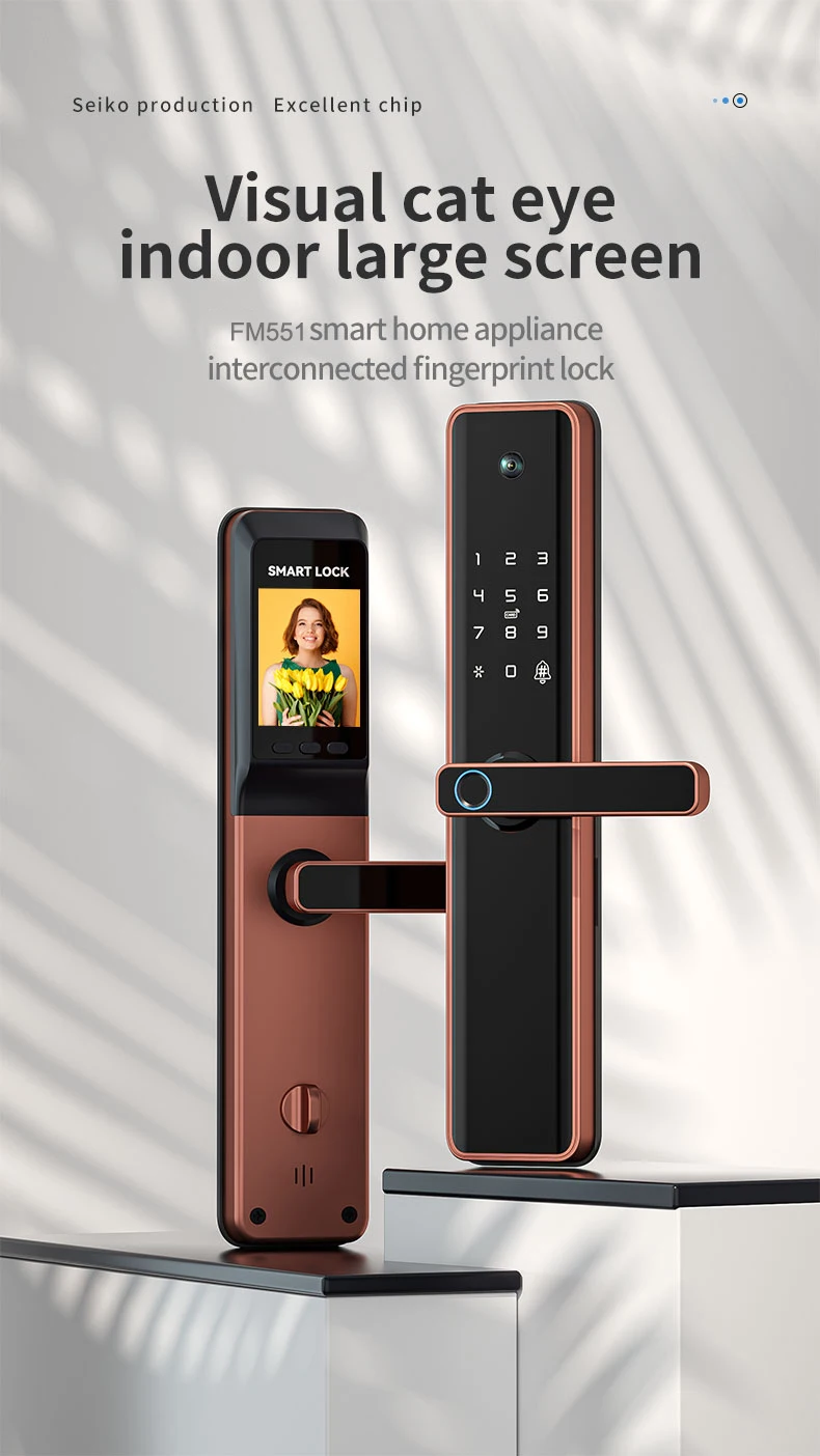 WIFI Tuya APP Control QR Card Fingerprint Door Lock Digital Lock Intelligent Electric Smart Door Lock With Camera