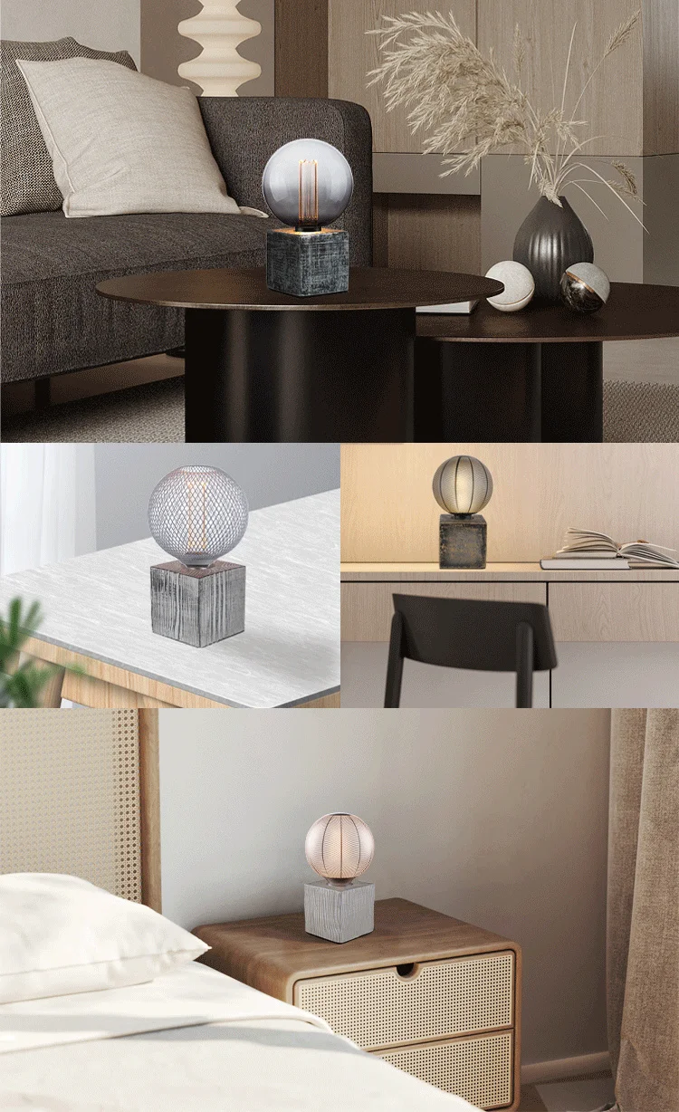 8*8*11.5 Vintage Style Marble Concrete Table Lamps Led Light Bulb Cement Lamp Decor Lamp Desk