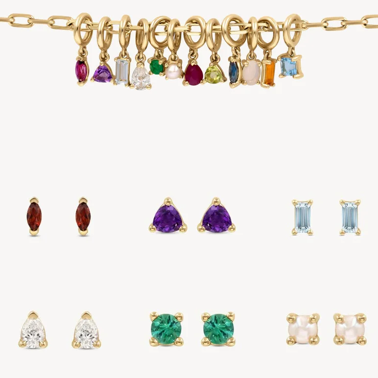 Luxury Birthstone Gemstone Charms Stainless Steel Charm Diy Birthstone Pendant For Necklace