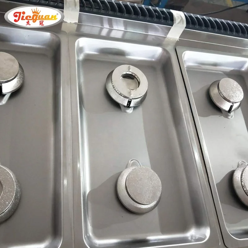 GH-997A GAS RANGE WITH 6 BURNER & OVEN Stainless Steel Gas Range With 6-Burner and the oven below the burners(CE certificate) A: