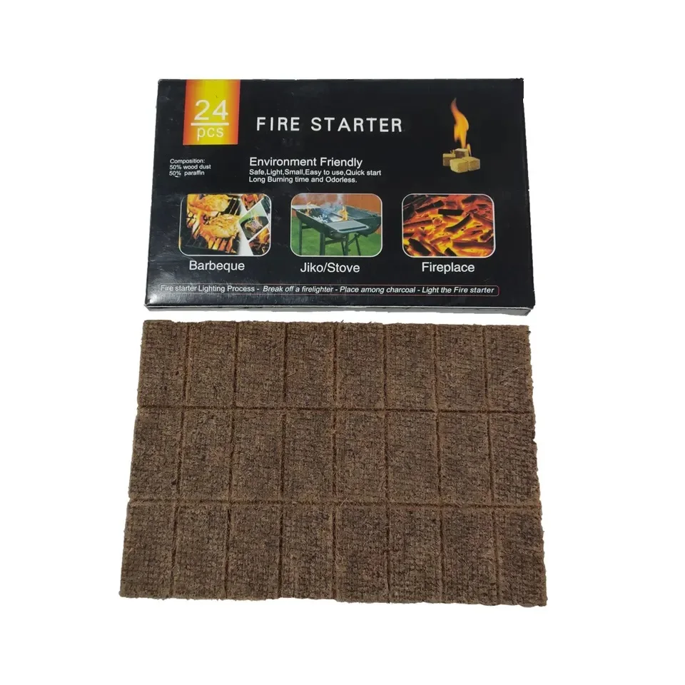 Fireplace Shaving Firelighter Factory Long Time Lasting Burning BBQ Hiking Ignition Brown Fire Starter Square