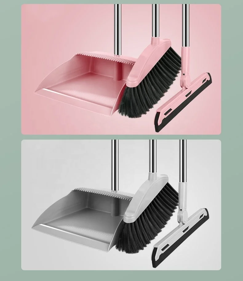 Magnetic Snap Broom Dustpan Set Combination Household Hair Sweeper Plastic Stainless Steel Indoor Clean Plastic Small Dust Pan