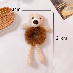 New arrival cute plush bear hug sweet elastic hair ties 100 pcs thick seamless brown hair ties