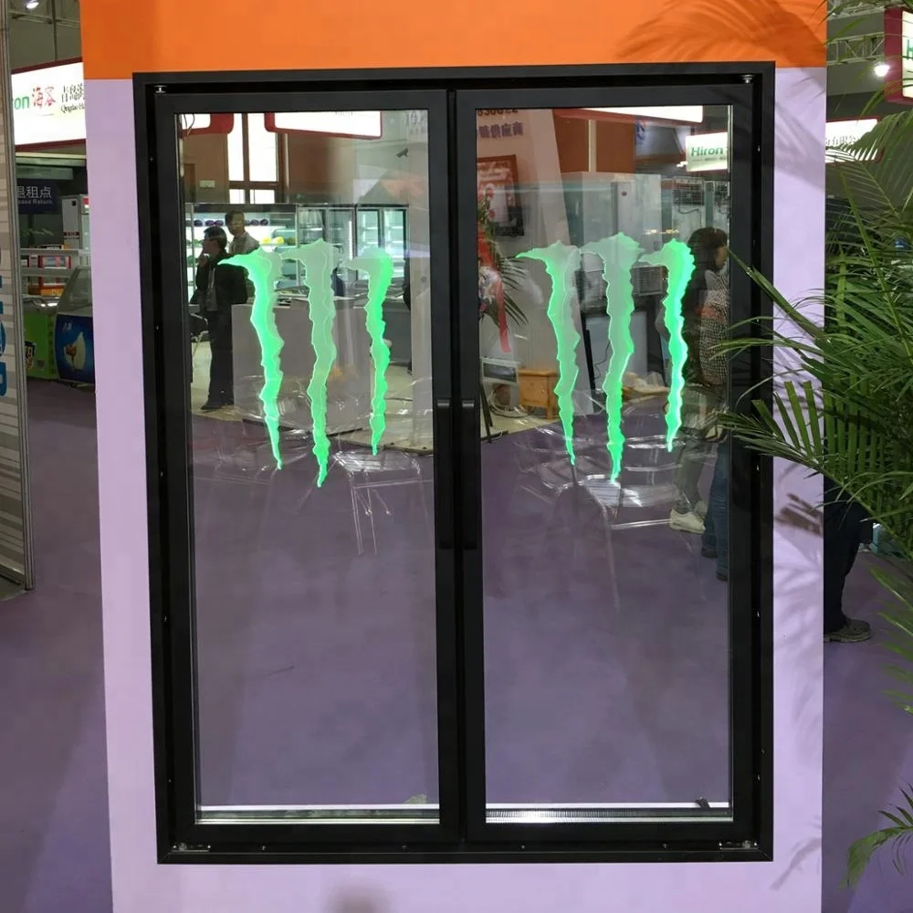 Good quality single door refrigerator transparent glass door LED logo light