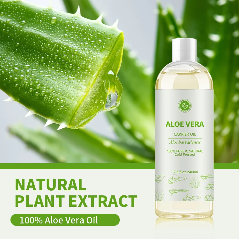 Aloe Vera Oil Organic For Skin, Hair, Essential Oil - 100% Pure Natural Freshly Aloe barbadensis Leaves Extract | OEM 500ML