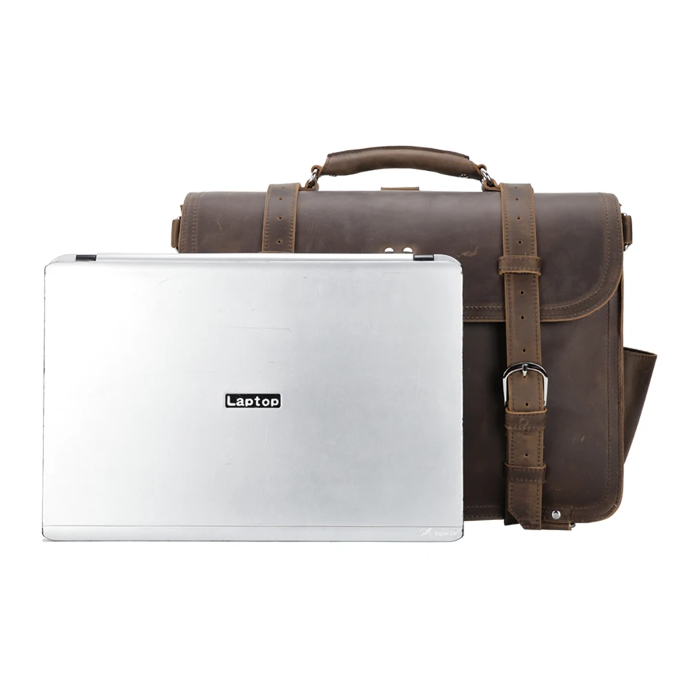 Tiding Promotion Hot Sale Durable Brown Business Leather Shoulder Laptop Bag Messenger Briefcase