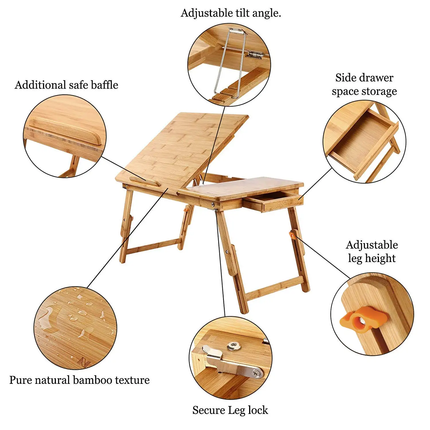 Складная Настольная подставка для ноутбука, высококачественный регулируемый столик-поднос из бамбука