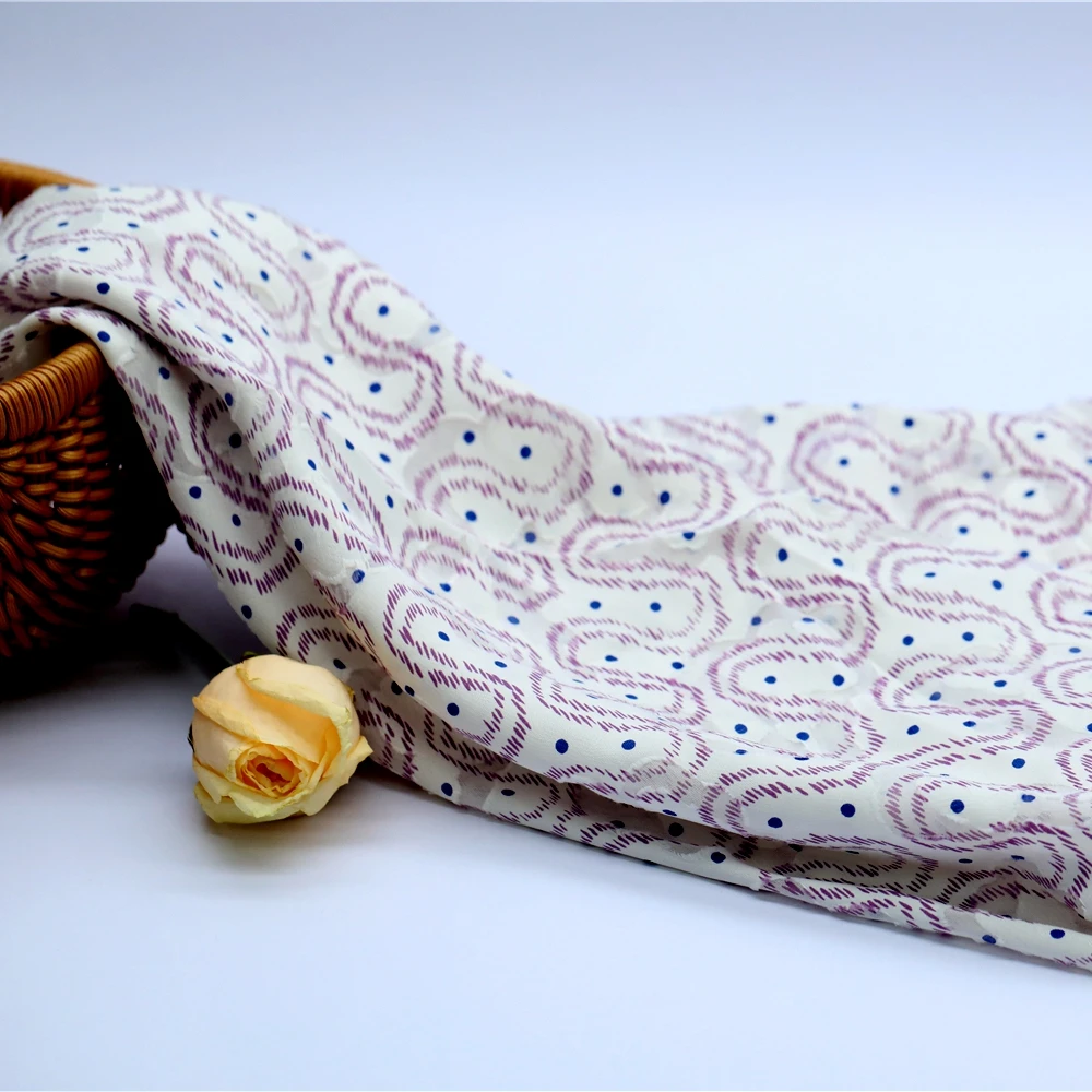  Abstract printed silk viscose clip jacquard fil coupe fabric for sale 300yds in stock special