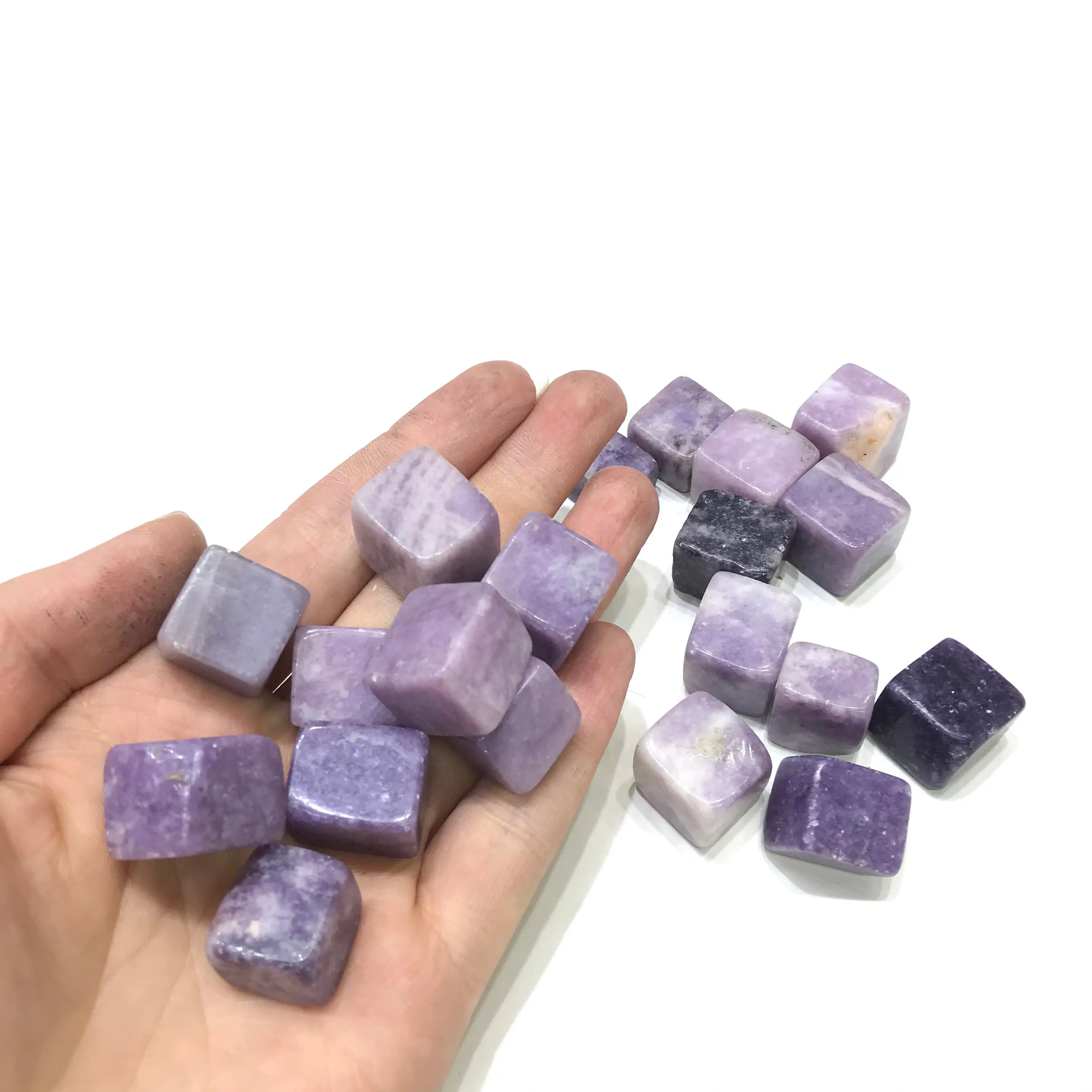 Natural High Quality Purple Lepidolite Crystal Cube Tumbled Stone For Home Decoration Gifts
