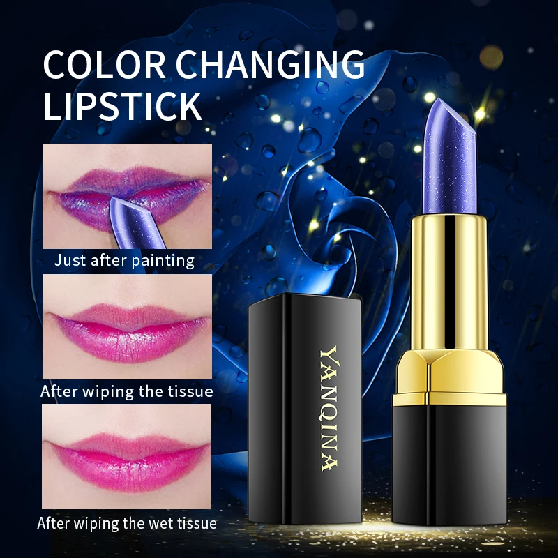 Cosmetics new design temperature color lipstick matte waterproof glitter black tube lipstick wholesale
