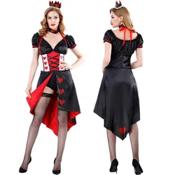 KEYIDI покерная девушка косплей красное сердце королева принцесса платье Хэллоуин костюмы для взрослых