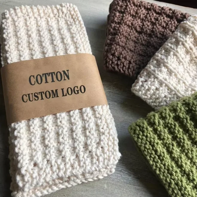 Y-Z Natural fibers hand crochet vegan dishcloth washcloth set eco friendly recycled cotton knitted dish cloth towels