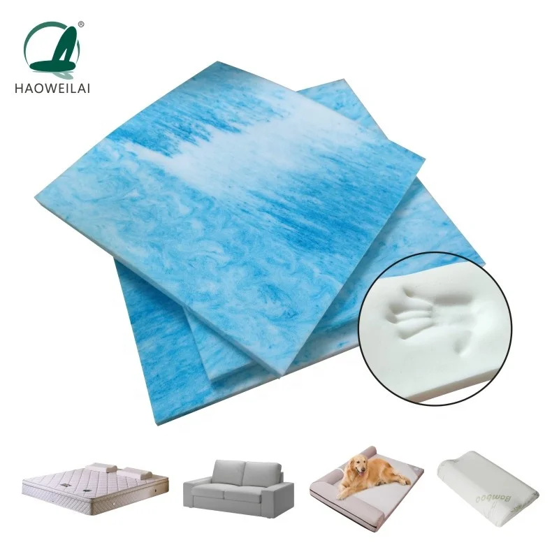 Factory wholesale price mattress 100% cool gel memory foam sheet high density polyurethane sponge 45-100D for sofa/cushion