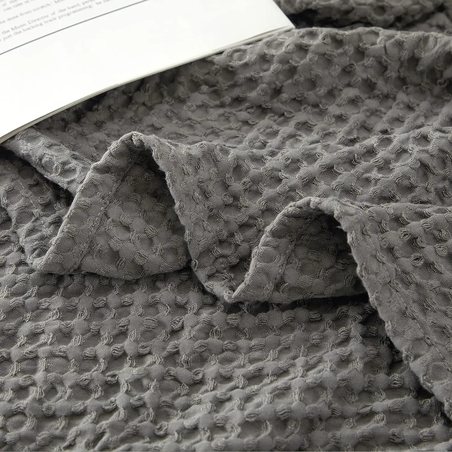 Cloudland Waffle Weave Throw Blanket Super King Size Waffle Blankets 100% Cotton Waffle Weave Blanket