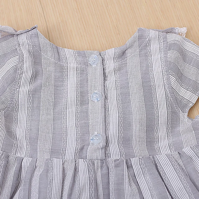 baby girls gray gingham double layered cotton lace dress  latest gowns design with bow