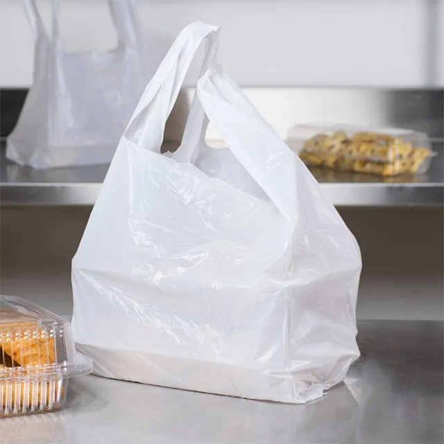Shopping Bag Biodegradable and Compostable Corn Starch Biobased Plastic Food Disposable White and Yellow Manufactory Accept