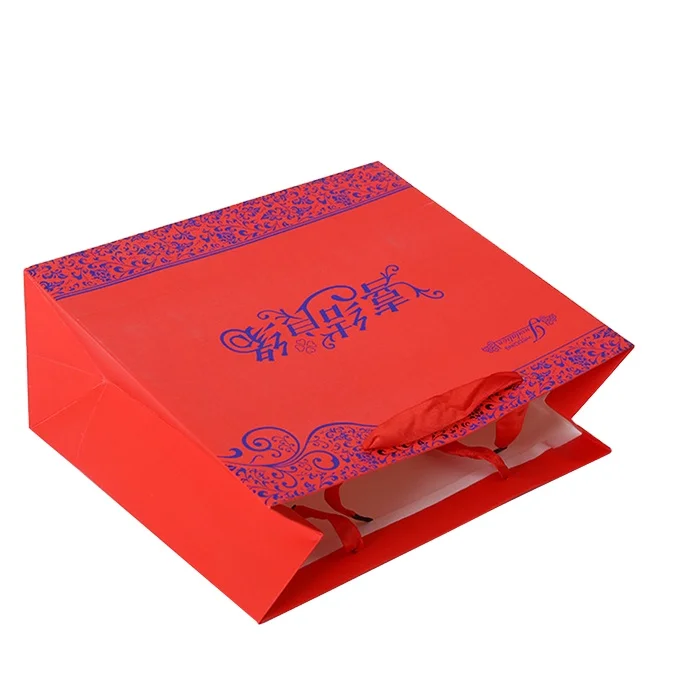 Manufacturer wholesale recyclable without plastic New inventions different types of red paper bag wedding bride paper bag