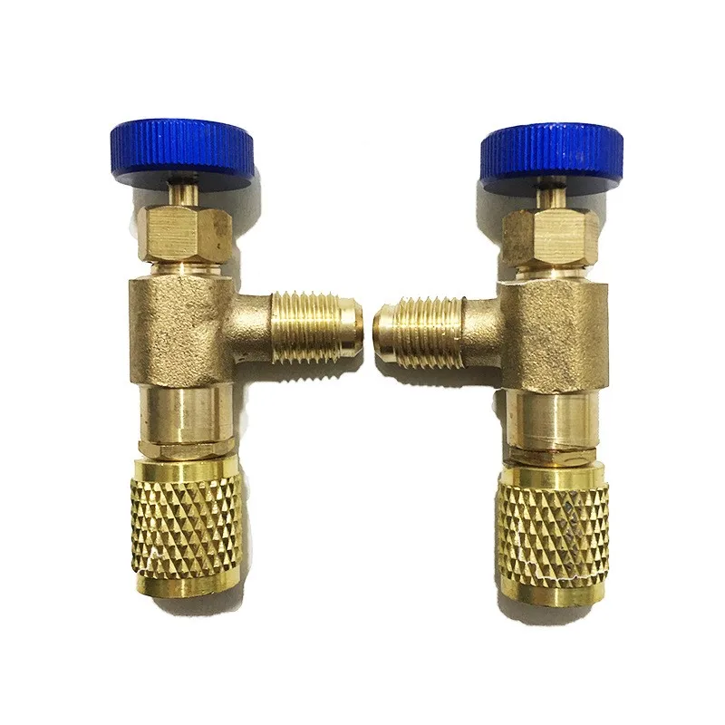 Brass Fluorine Liquid Safety Valve R410 R22 Refrigerator Refrigeration Charging Valve 1 / 4  5 / 16