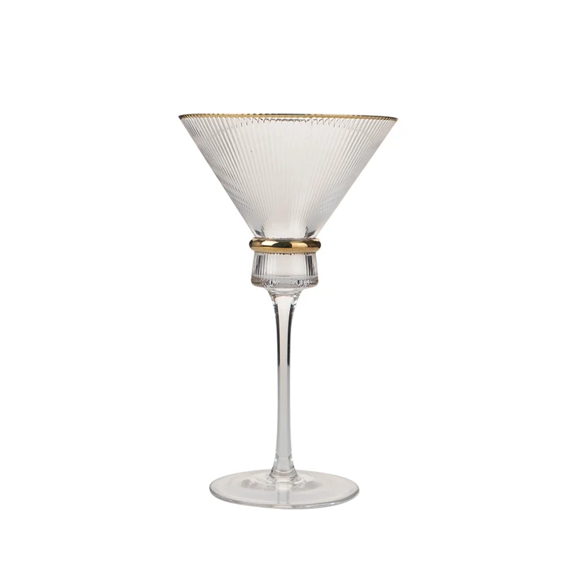 Handmade luxury juice barware ice cream rim martini cocktail glasses with gold ring