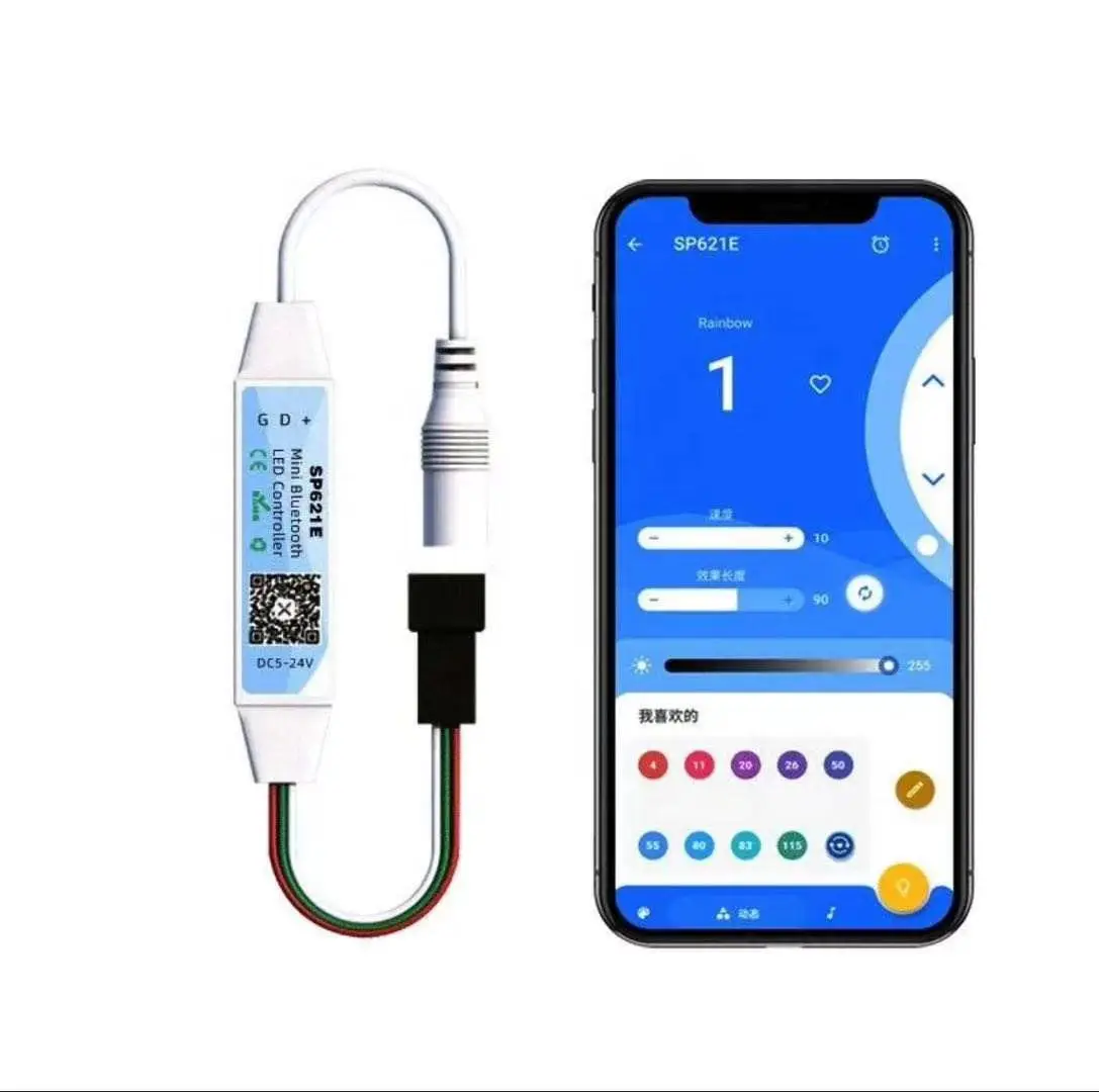 Good quality sp621e Mini LED Blue tooth RGB Music Dimmer Controller for Addressable WS2811 WS2812B WS2813 led  strip lights