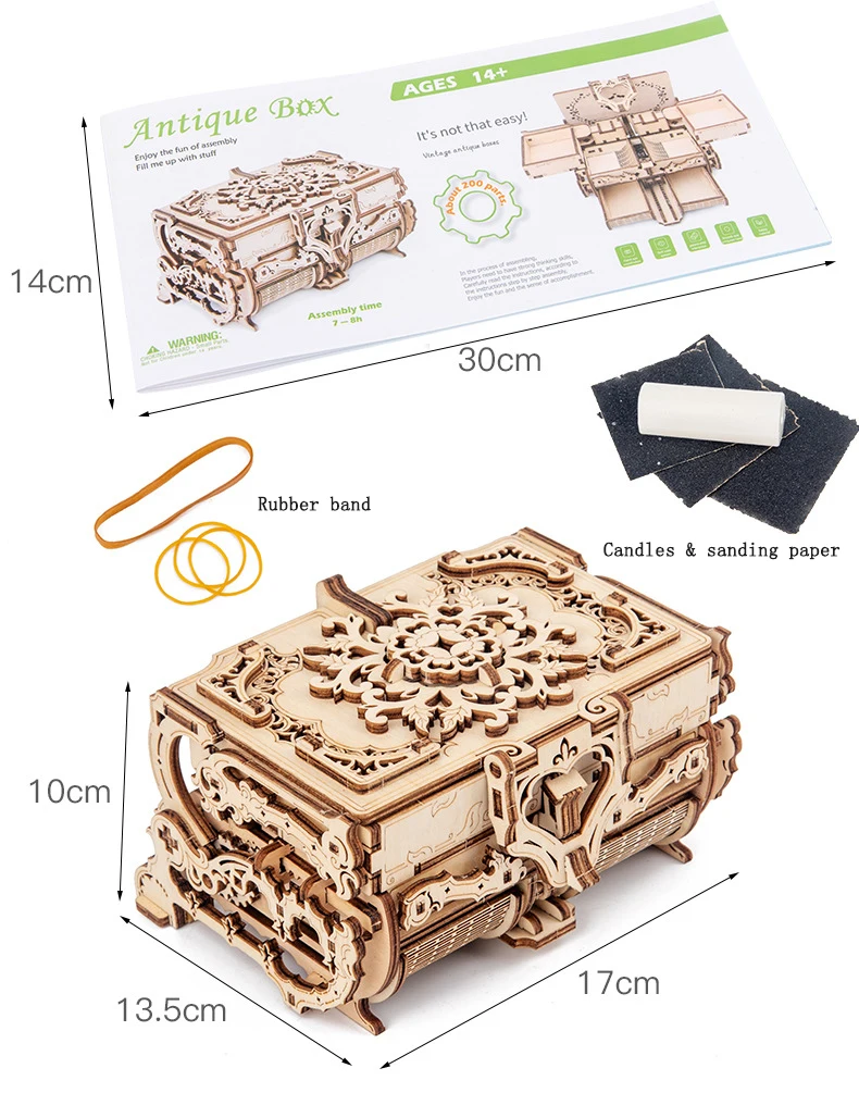 Manual 3D Puzzle Wooden Assembly Toys Antique Box Diy Manual Simulation Of Wood Driving Machinery  Model Decorations Toys