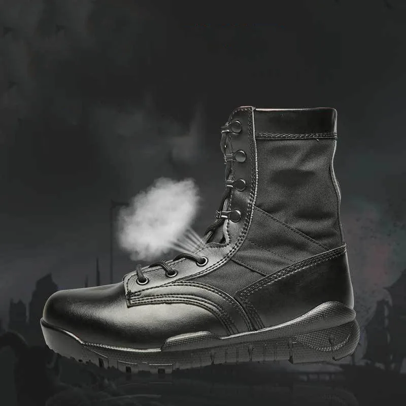 Durable Black Leather Military Jungle Light Tactical Work Combat Army Boots Men SFB-CQB