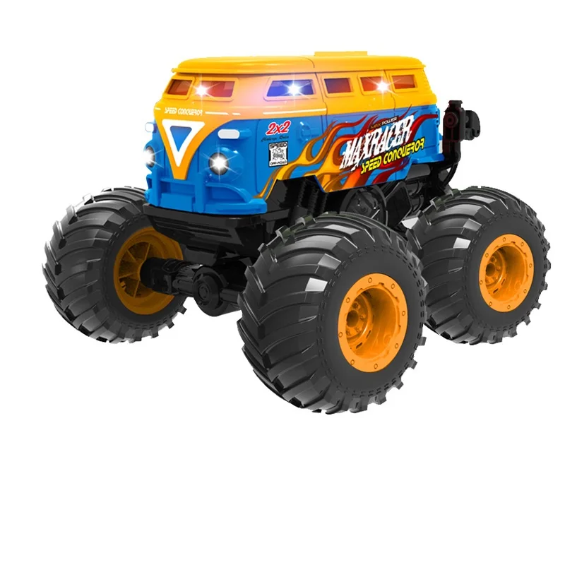 KY-S201B 1/20 мини-спрей с вращением на 360 градусов большое колесо 4wd школьный автобус Радиоуправляемый трюк динамичной музыкой