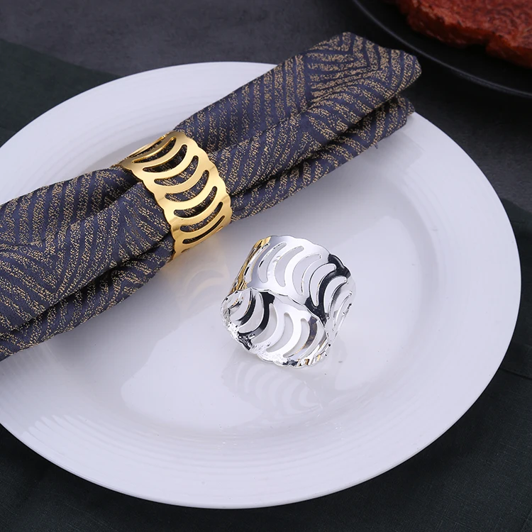 Luxury Gold Hotel Table Decorative Accessories Pearl Napkin Rings for Wedding