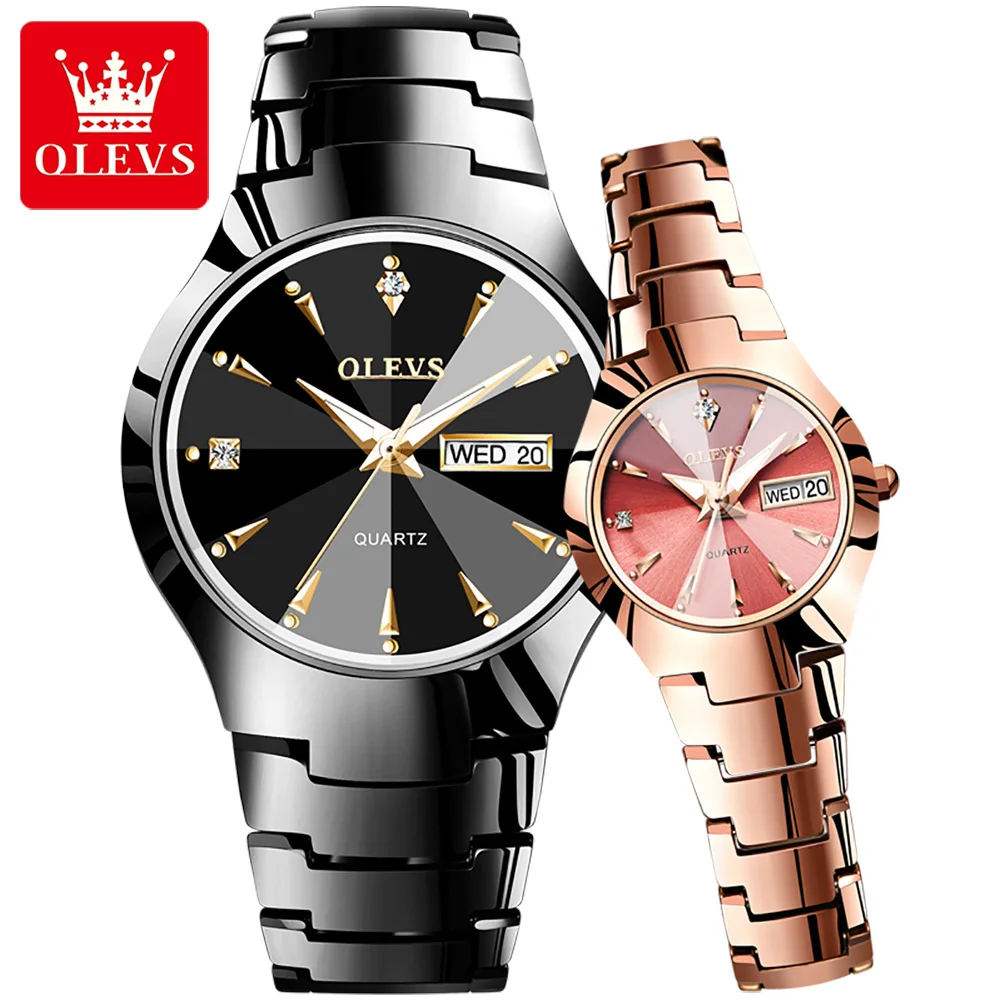 OLEVS 8697 WristWatch Minimalist Diamond Quartz Watch For lovers Steel Belt Alloy Case Date Clock men women wach