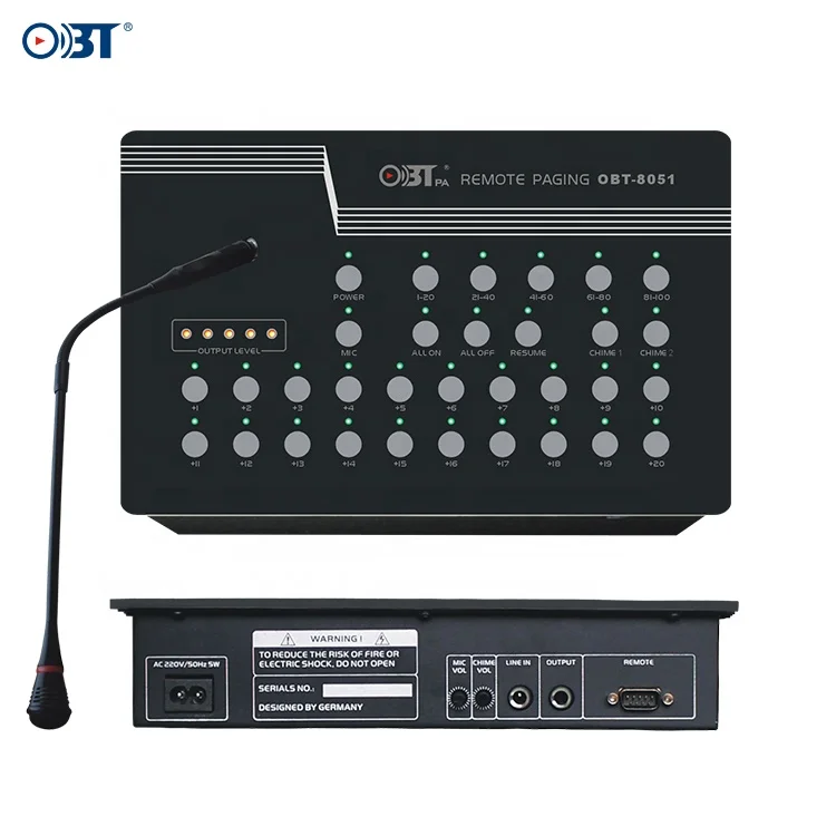 OBT-8051 с дистанционным цифровым управлением зоны оповещения по громкой связи с микрофоном для акустическая система