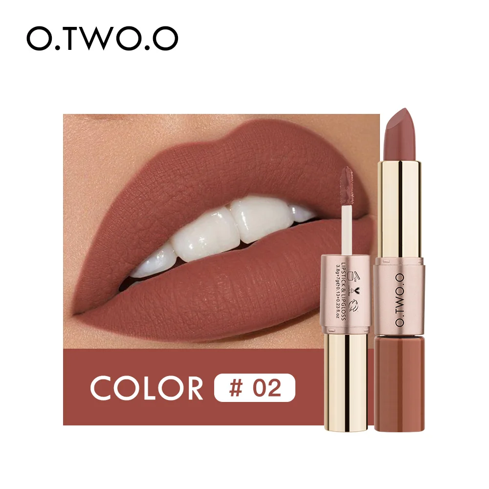 O.TWO.O Matte Lip Gloss Hot Selling Velvet Liquid Lipstick Long-Lasting Moisturizing Makeup Cosmetic with Double Head