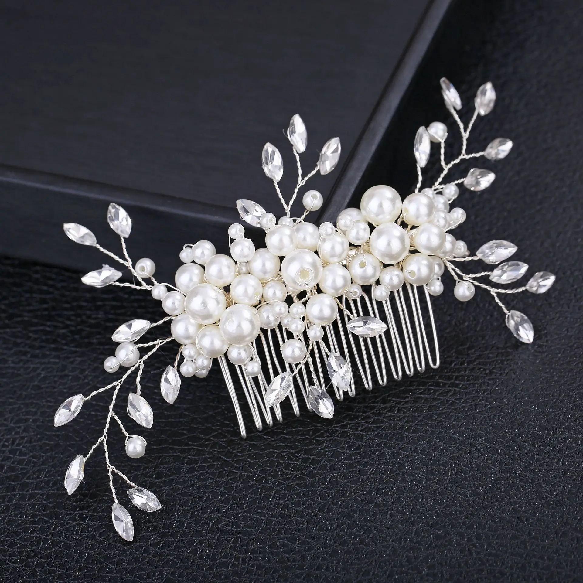 New fashion pearl diamond flower wedding hair comb clips bridal hair accessories