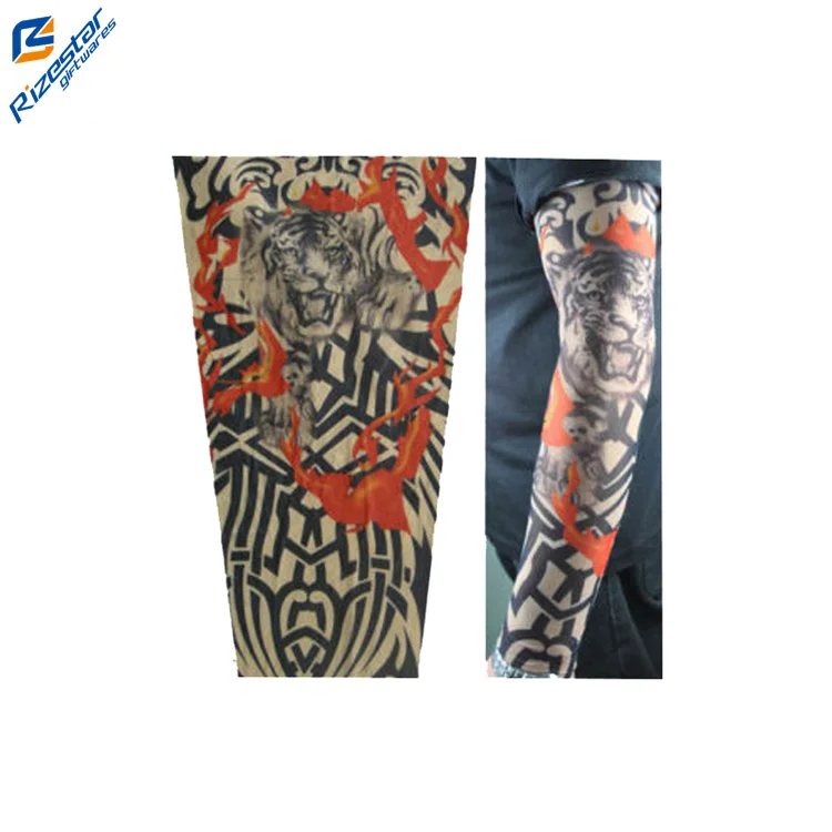 Wholesale Nylon Fake Tattoo Sleeves Decorative Arm Sleeves Custom Seamless Fake Tattoo Arm Sleeves