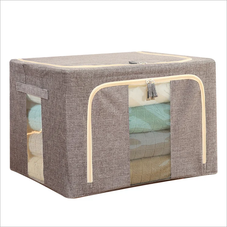 High quality cotton and linen Foldable Stotage Bins Box Used to store clothes or small items Collapsible Cube Bins Storage
