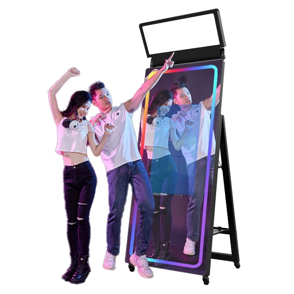 70 inch stand magic mirror photo booth for events dj bars parties magic selfie photo booth whit camera printer software kiosk