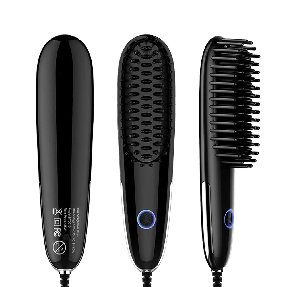 Professional Mini Plastic Electric Beard Heated And Hair Straightener Comb Hair Straightening Brush for Woman