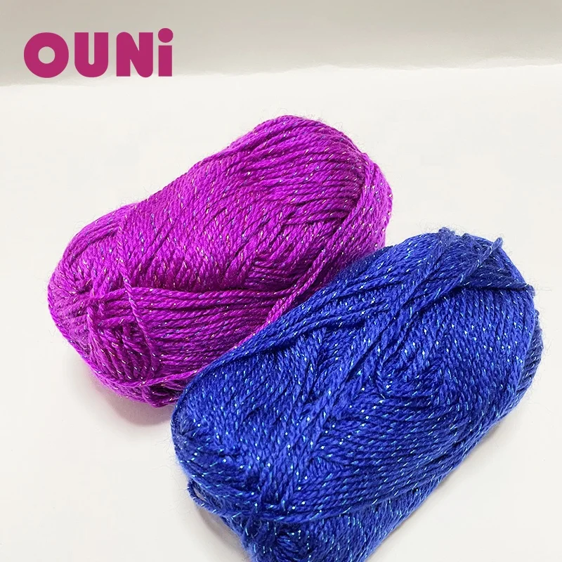 Popular In USA Glittery 100% Acrylic Blended Yarn  Lurex for hand knitting  Shinny Big Yarn  For
