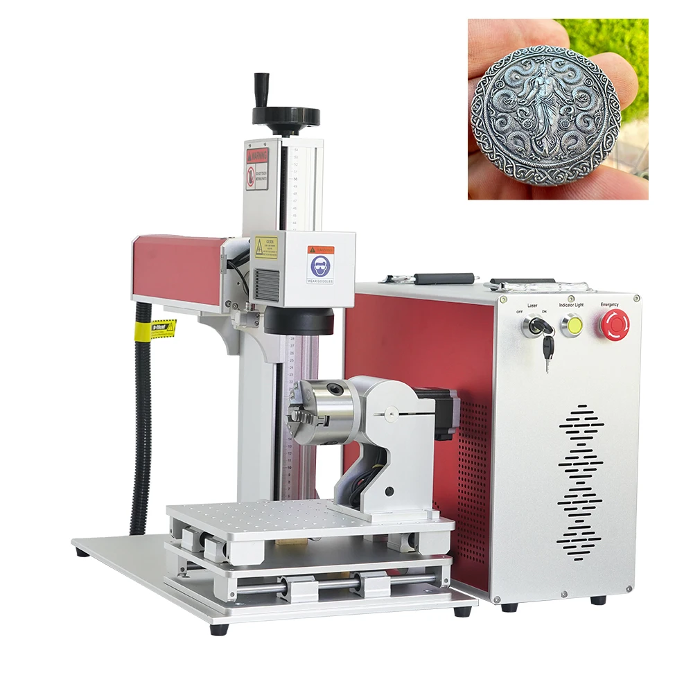 Mopa Jpt 50w 60w 100w Ezcad3 2.5D auto focus Fiber Laser Marking Machine for gun jewelry gold Silver