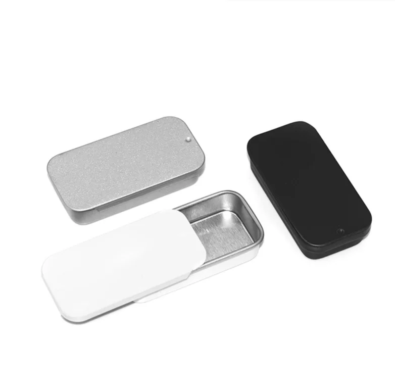 Metal tea tin can Square Rectangle tinplate tin box sliding closure Cosmetic Candy jar Metal Box jewelry boxes christmas gift